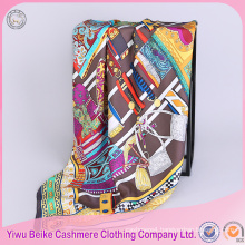 China scarf manufacture hot sale customized pattern twill hangzhou silk scarf